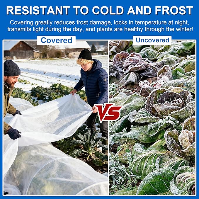 Plant Covers Freeze Protection, 10 * 40FT 1.1 oz/yd² Large Thick Frost Blankets for Outdoor Plants in Winter, Floating Row Cover for Vegetable Garden, Frost Cloth Plant Freeze Protection