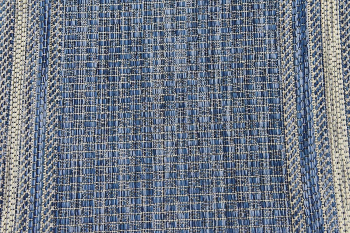 Unique Loom Outdoor Border Collection Area Rug - Soft Border (2' x 6' 1" Runner, Blue/ Ivory)