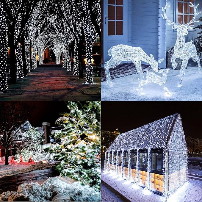 175Ft Christmas Lights Outdoor, 500 LED Christmas String Lights with 8 Modes, Timer, Waterproof Fairy Twinkle Light for Party, Garden, Patio, Home, Weddings, Holiday, XmasTree Decorations (White)