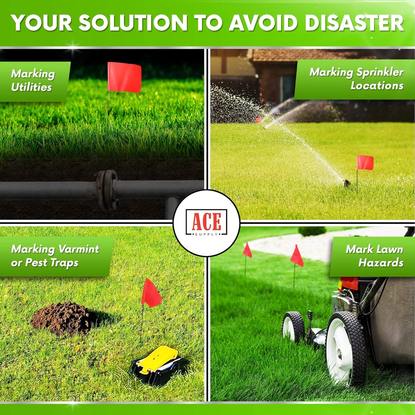 Fluorescent Orange Yard Marking Flags - 4x5x15 Inch Marker Flags - 50 Pack - Markers For Lawn, Irrigation, Landscaping, Survey & Sprinkler Head Marking