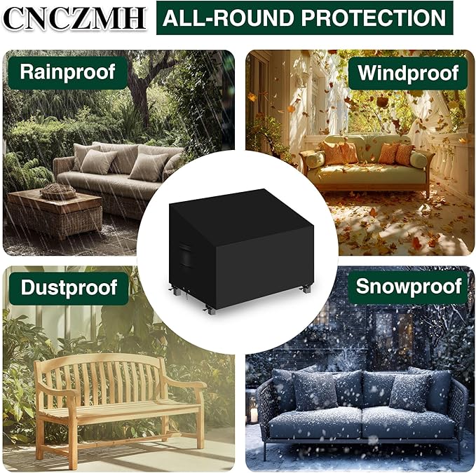 Heavy Duty Patio Sofa Covers Waterproof, Outdoor 3-Seater Couch Cover Waterproof, 600D Outdoor 2-Seater Loveseat Furniture Covers with Air Vent Handle 60''W x 34''D x 24''H/ 30''H Black