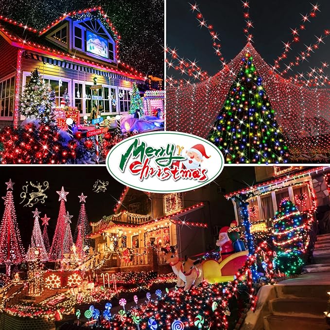 Hezbjiti 2 Pack 1000 LED 403 FT Christmas String Lights Outdoor, 8 Lighting Modes IP44 Waterproof Fairy Lights with Timer and Dimmable Function for Party Tree Decorations (Red, Clear Wire)