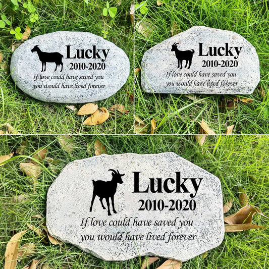 Zatanmulo Personalized Pet Memorial Stone, Garden Memorial Stone Personalized, Dog Headstone, Cat Tombstone, Memorial Plaque Outdoor, Garden Stepping Stone (Goat)