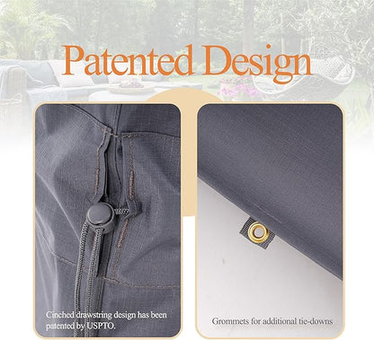 WJ-X3 Large Grey Heavy-Duty Patio Table Cover, 136x88x36in, Waterproof, Wind-Resistant, Anti-Fade - Ideal for Sectional Outdoor Furnitue Sets