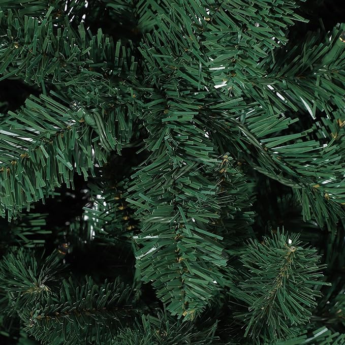 6FT Pre-Lit Artificial PVC Pencil Christmas Tree with 200 Warm White LEDs - Slim Two-Tone Design, Easy Assembly Holiday Decor for Home, Office & Parties (Green, 477 Tips)