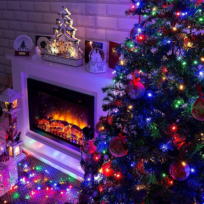 Dazzle Bright 200 LED Christmas Mini String Lights, 65FT Connectable Waterproof 8 Modes Fairy Lights for Indoor Outdoor Patio Garden Holiday Party Decorations (Multi-Colored)