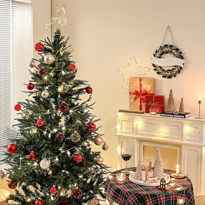 Champagne Glass Christmas Ball Ornaments for Christmas Tree, 2.36” Christmas Hanging Ornaments Set of 12 Xmas Baubles for Holiday Party Xmas Tree Decorations Gifts