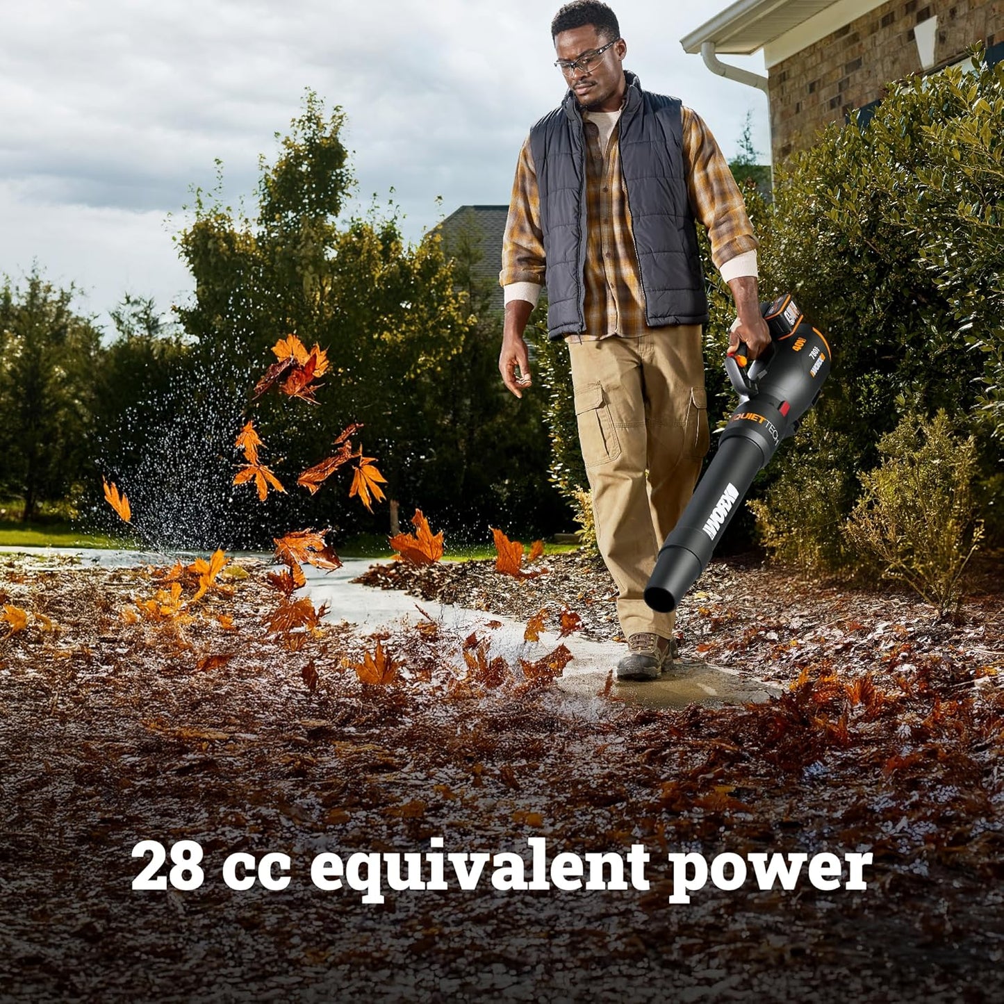 WORX Cordless Leaf Blower, 40V Electric Blower with 780CFM & 190MPH, Brushless Lawn Blower with Gas-Like Power & 57dB, 2 Batteries & Charger Included, WG582