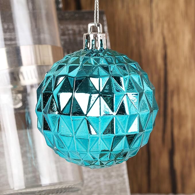 45Pcs 6cm/2.36inch Christmas Balls Glitter Ornaments Set, Shatterproof Plastic Xmas Tree Hanging Ornament, Christmas Decorations Balls for Holiday Festival Wedding House Bar Party(Navy/Blue/Silver)