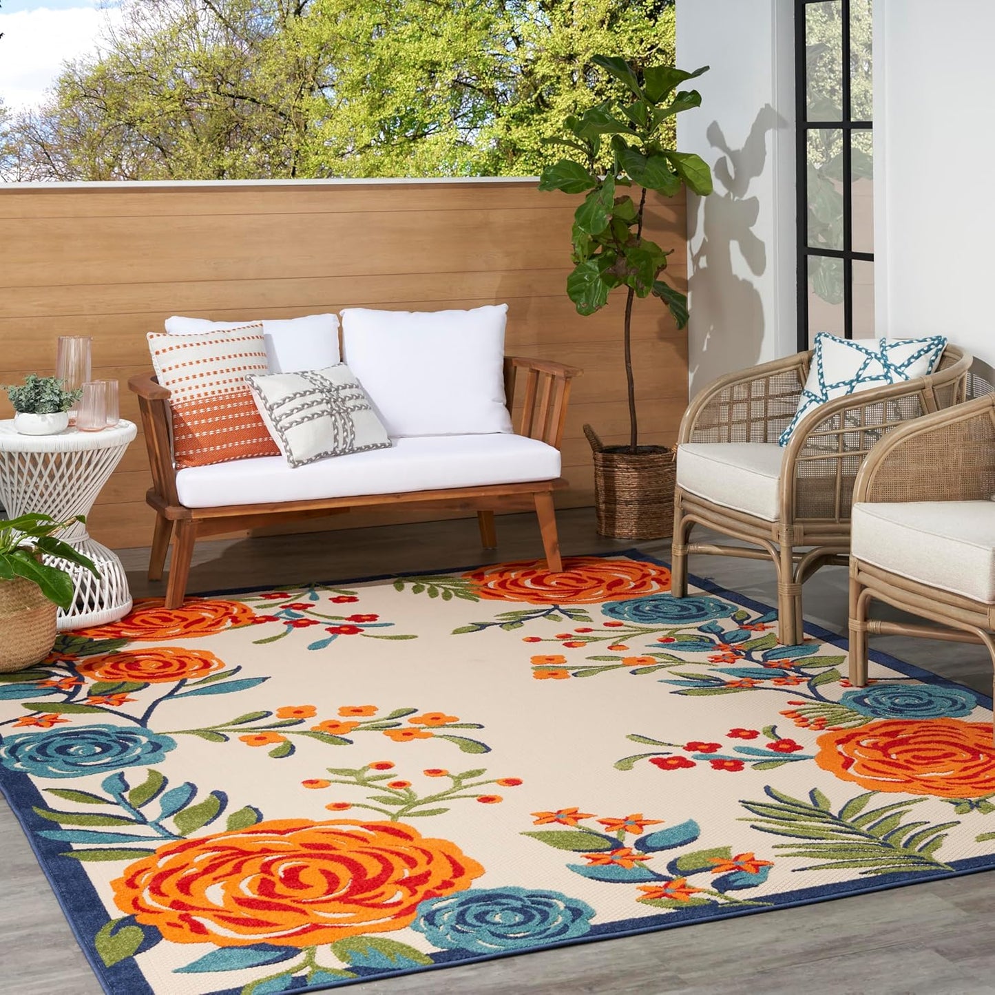 Nourison Home Aloha 72x108 Contemporary Fabric Rug in Multi-Color