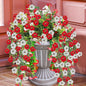 Artificial Flowers for Outdoors 6PCS，All Weather Fade Proof, UV Resistant Waterproof Realistic Faux Silk Mums Daisies Red & White for Hanging Planters Porch Patio Balcony Deck Fence Garden Decor