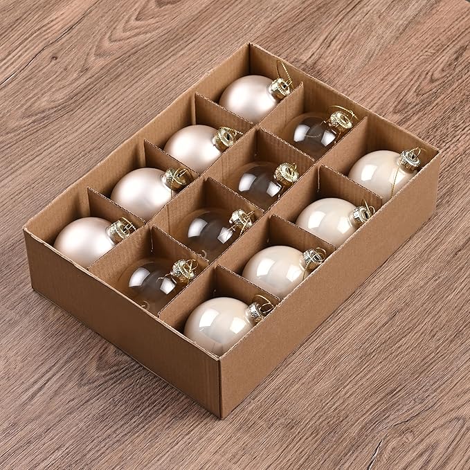 Champagne Glass Christmas Ball Ornaments for Christmas Tree, 2.36” Christmas Hanging Ornaments Set of 12 Xmas Baubles for Holiday Party Xmas Tree Decorations Gifts