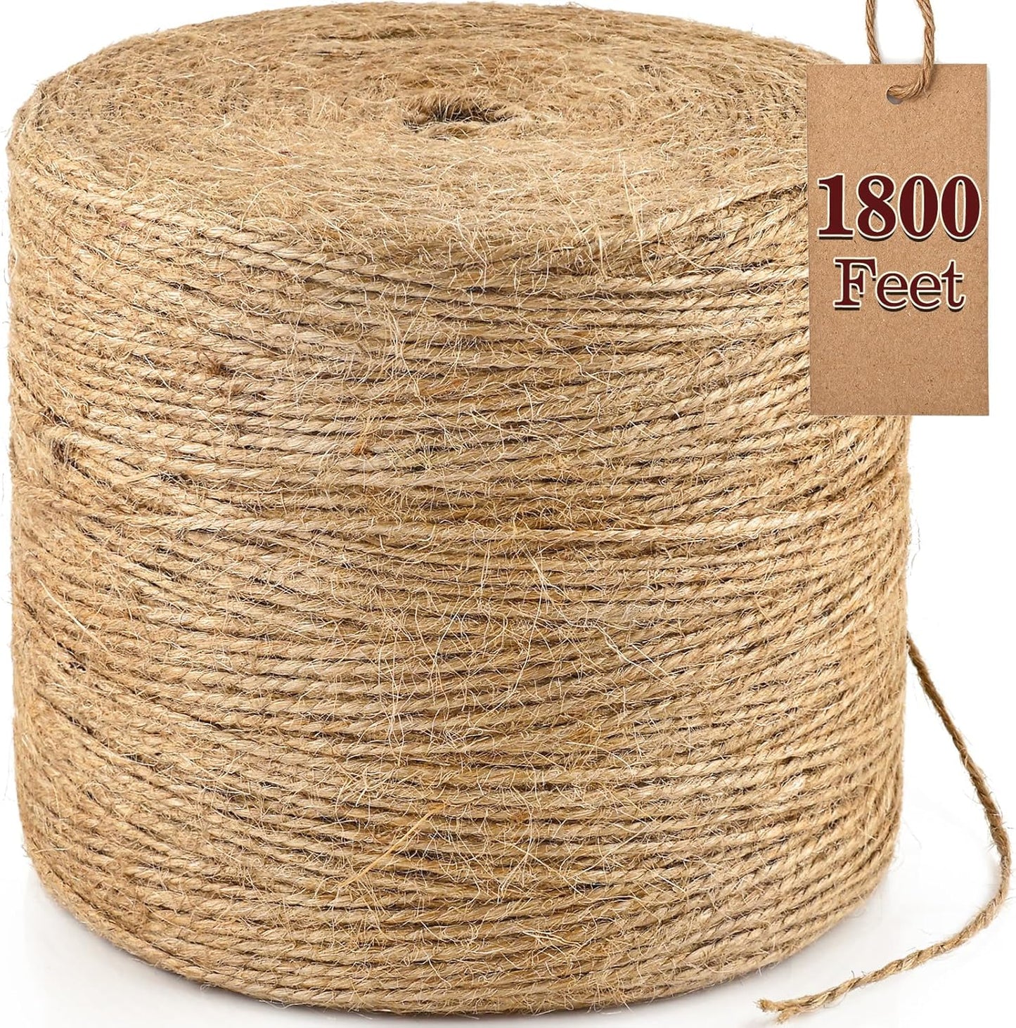 XSEINO 1800 Feet Natural Jute Twine Strong Garden Twine Rope for Arts Crafts Gift Wrapping Gardening Tomato Climbing Plant Tie Floristry Packing Decor