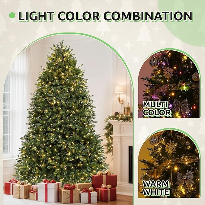 GOOBED 6FT Prelit Artificial Christmas Tree with Remote, Green Bell Shape Christmas Tree with Dual Color LED Lights, 11 Light Modes & Stand, Xmas Holiday Decor for Home,Mall, Office and Restaurant