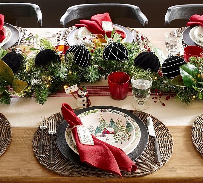 Hollyone Velvet Black Christmas Ornaments for Christmas Tree 3.2inch Xmas Ball Ornaments 9Pcs Flocked Balls Xmas Hanging Ornament Decoration Set Shatterproof for Holiday Party Wreath Home Decor