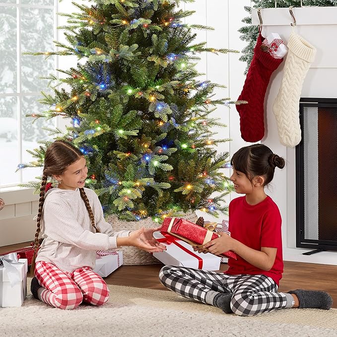 Best Choice Products 9ft Pre-Lit Artificial Aspen Slim Christmas Tree, Noble Holiday Décor w/ 3,088 Branch Tips, 2-in-1 Multicolor LED Lights, Cordless Connection, Metal Stand