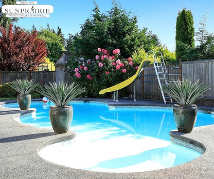 SUNPRAIRIE 27 inches Tall Artificial Agave Plant in Black Pot with Real Stone Pebbles, 126 Realistic Leaves. Large Faux Plants Indoor and Outdoor.