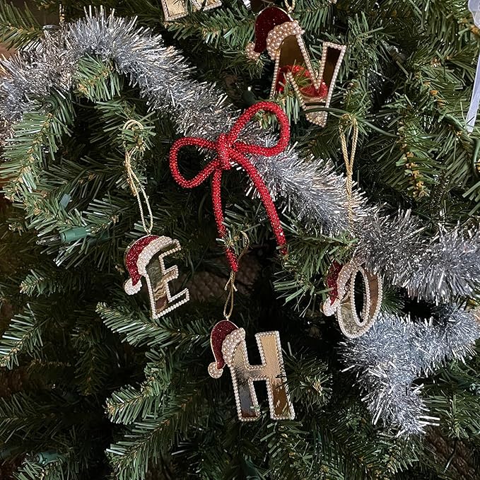 2025 Christmas Initial Ornaments, Letter O Ornaments for Christmas Tree, Red Hat Xmas Ornament for Mother Best Friends Sister Wife|O-Letter Ornament
