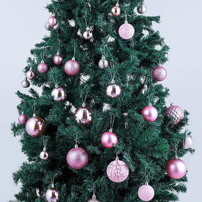 LANGXUN 36pcs Light Pink Christmas Tree Decorations Balls, Bolas De Navidad, 2025 Christmas Decor, Indoor Outdoor Shatterproof Christmas Ornaments, Xmars Party Wedding Suppiles