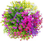 24 Bundles Artificial Flowers Outdoor Fake Mums Outdoor Plants Faux Flowers Bushes Bulk UV Resistant Plastic Greenery Decoration for Front Door Porch Outside Garden décor, 6 Colors