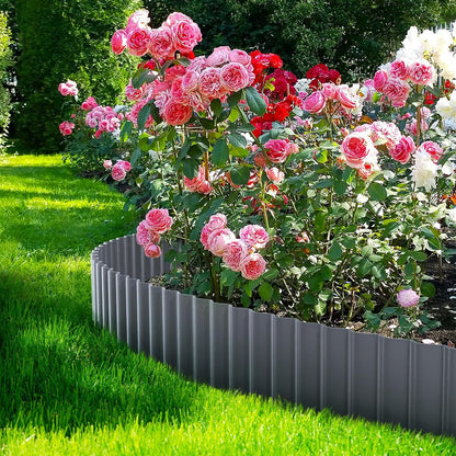 LAVEVE Corrugated Metal Garden Edging 8" x 20Ft, Landscape Edging Border for Lawn, Flower Bed, Garden Fence, Paver Edging (Dark Gray)