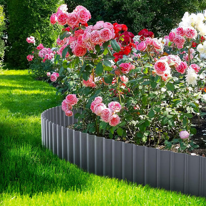 LAVEVE Corrugated Metal Garden Edging 6" x 40Ft, Landscape Edging Border for Lawn, Flower Bed, Garden Fence, Paver Edging (Dark Gray)