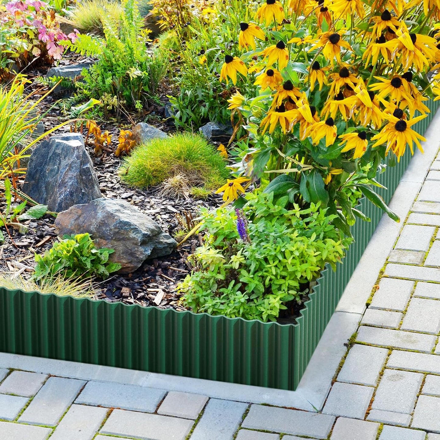 LAVEVE Corrugated Metal Garden Edging 6" x 10Ft, Landscape Edging Border for Lawn, Flower Bed, Garden Fence, Paver Edging (Green)