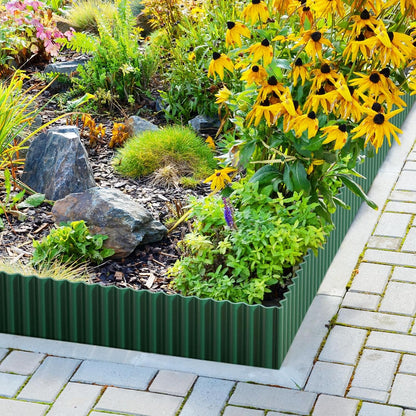 LAVEVE Corrugated Metal Garden Edging 6" x 10Ft, Landscape Edging Border for Lawn, Flower Bed, Garden Fence, Paver Edging (Green)
