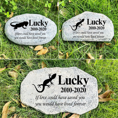 Zatanmulo Personalized Pet Memorial Stone, Garden Memorial Stone Personalized, Gecko Headstone, Lizard Tombstone, Memorial Plaque Outdoor, Garden Stepping Stone (Gecko)