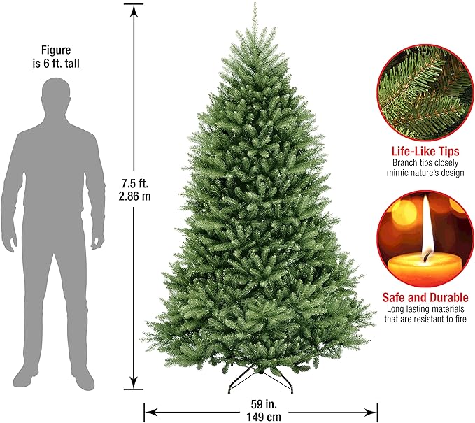 National Tree Company Artificial Full Christmas Tree, Green, Dunhill Fir, Includes Stand, 7.5 Feet