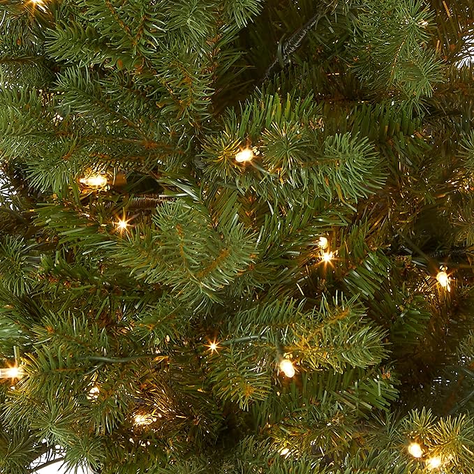 National Tree Company 3 ft Pre-Lit Hampton Spruce Mini Artificial Christmas Tree, 100 Clear Lights, 579 Tips, Green Growers Pot