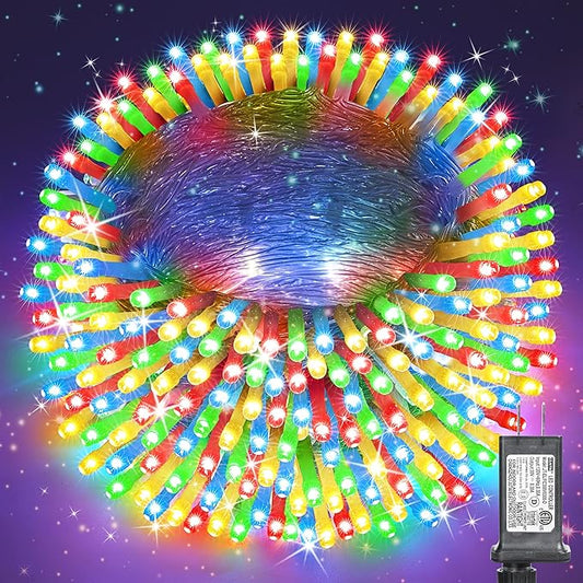 338Ft Christmas Lights Outdoor, 1000 LED Christmas String Lights with 8 Modes, Timer, Waterproof Fairy Twinkle Lights for Party, Garden, Wedding, Holiday, Weddings, Xmas Tree Decorations (Multicolor)