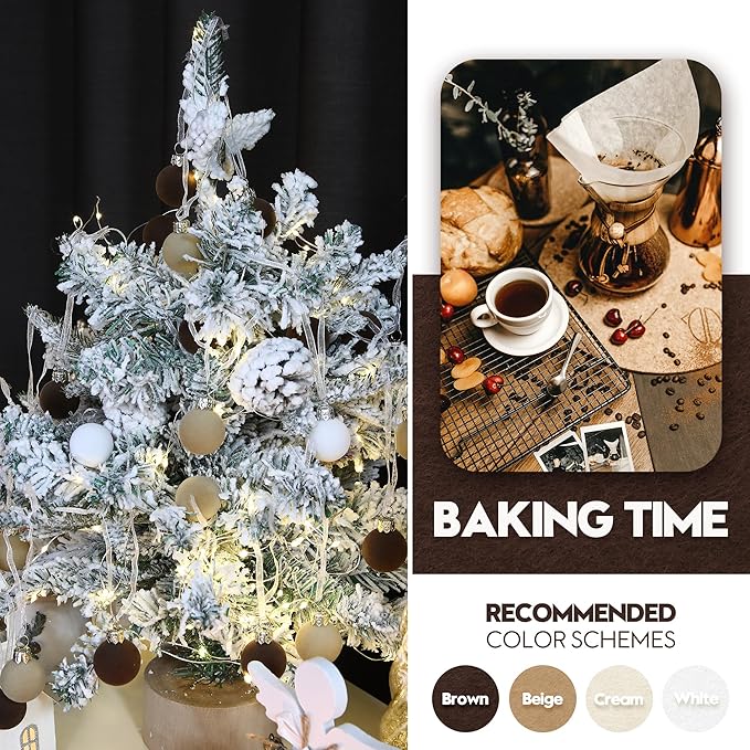 Sea Team 64-Pack Miniature Flocked Velvet Christmas Tree Ball Ornaments Set, Hanging Velour Baubles, Shatterproof Plastic Decorations for Xmas Tree, Wreath, Garland, 30mm/1.18 Inches, Baking Time