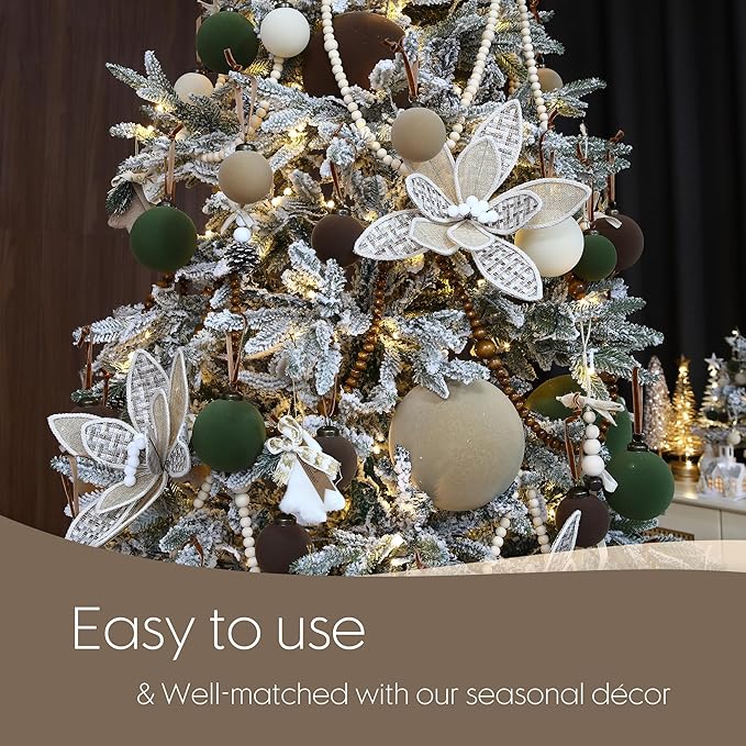 Sea Team 16-Pack Flocked Velvet Christmas Tree Ball Ornaments Set, Hanging Velour Baubles, Shatterproof Plastic Decorations for Xmas Tree, Wreath, Garland, 80mm/3.15 Inches, Olive Green