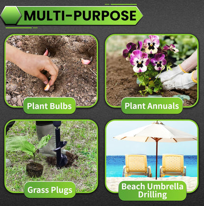 SYITCUN 4"X16" Heavy-Duty Auger Drill Bit for Planting - Garden Spiral Drill Bit - Bulb Planter Tool & Post Hole Digger - 3/8" Hex Drive