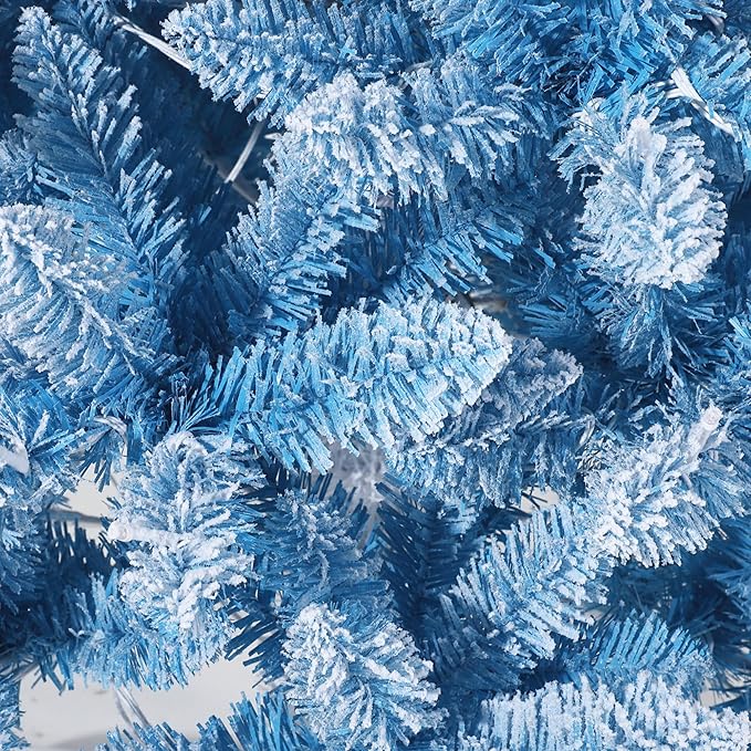 GAOMON 7.5Ft Pencil Christmas Tree Artificial Slim Xmas Trees Skinny Christmas Tree Decorations Fake Flockeds, White & Blue Gradient