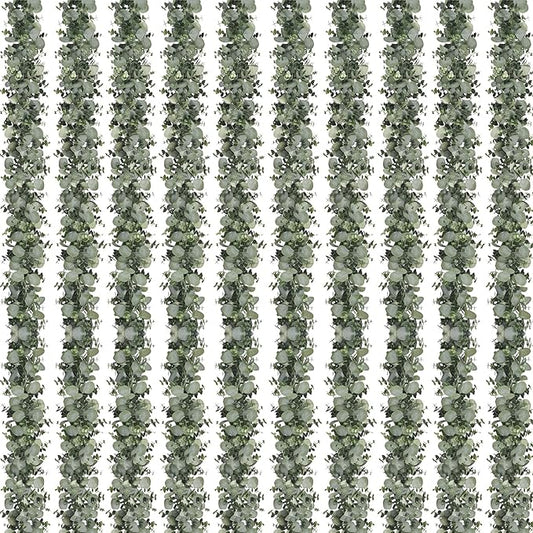 Dolicer 10 Packs 6FT Artificial Eucalyptus Garland, Faux Greenery Garland Hanging Fake Silver Dollar Eucalyptus Leaves Vines for Wedding Backdrop Arch Table Wall Party Home Decor