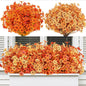 AmyHomie 16 Bundles Fall Orange Yellow Artificial Flowers for Outdoor Fall Decor UV Resistant Faux Flowers No Fade Fake Plastic Plants Garden Porch Window Box Decorating
