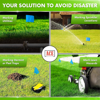 Blue Marking Flags 1000 Pack - 4x5x15 Inch Blue Flags for Yard - Markers For Lawn, Irrigation, Landscaping, Survey & Sprinkler Head Marking