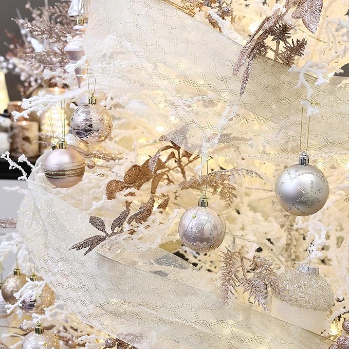 Sea Team 60mm/2.36" Set of Colorful Painted Sparkling Ornaments and Hanging Balls for Christmas Tree - 30pcs