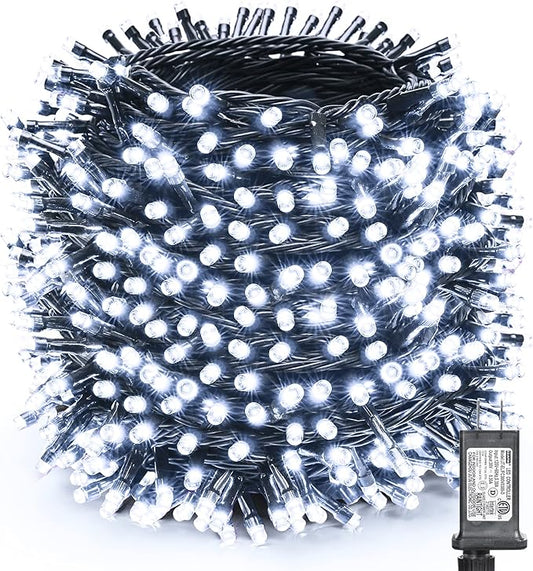 Toodour Christmas Lights Outdoor, 328ft 1000 LED String Lights, Timer, Waterproof 8 Modes Outdoor Christmas String Light - Twinkle Light for Tree Home Garden Yard Wedding Party Xmas Decor(White)
