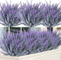 Ouddy Decor 12 Bundles Artificial Lavender Fake Flowers Faux Plastic Plants for Home Wedding Kitchen Garden Patio Window Box Office Table Centerpieces Indoor Outdoor Decor, Gray Purple