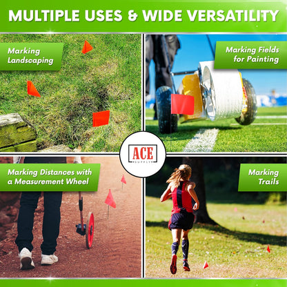 Fluorescent Orange Yard Marking Flags - 4x5x15 Inch Marker Flags - 50 Pack - Markers For Lawn, Irrigation, Landscaping, Survey & Sprinkler Head Marking