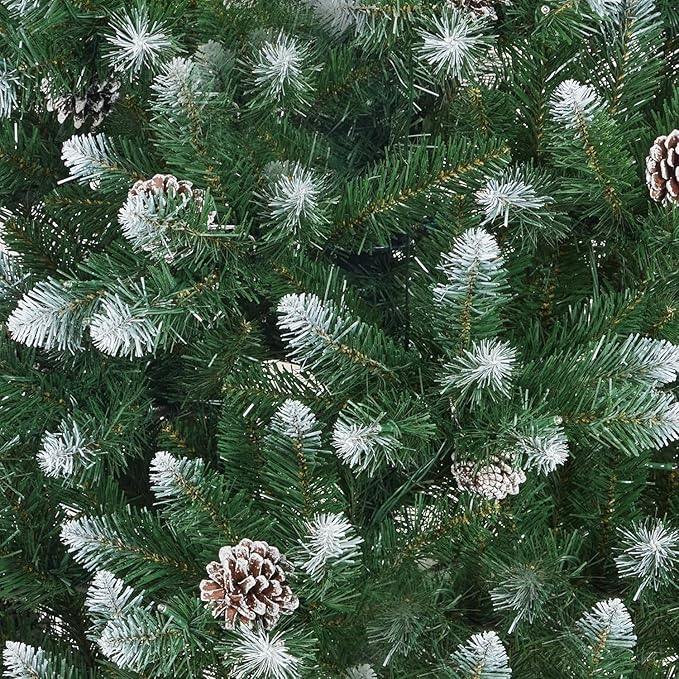 GarveeHome Pencil Christmas Tree Pre-lit Slim Holiday Decoration, Skinny Décor LED Lights, Metal Stand,Xmas Tree for Room, Bedroom, Apartment, Outdoor Porch, Office (Green and White, 6 ft)