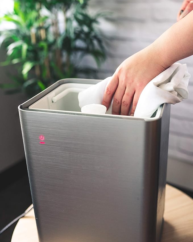 Crane Ultrasonic Warm & Cool Mist Air Humidifier for Bedroom, Top Fill, UV Light, 1.2 Gallon Tank, 500 Sq Ft Coverage, With Remote, Grey