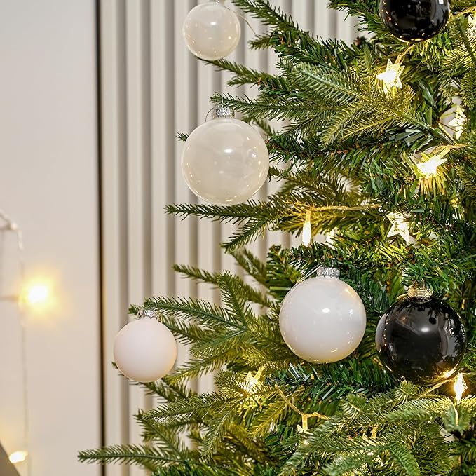 White Glass Christmas Ball Ornaments for Tree, 2.36” Christmas Hanging Ornaments Set of 12 Xmas Baubles for Holiday Party Xmas Tree Decorations Gifts