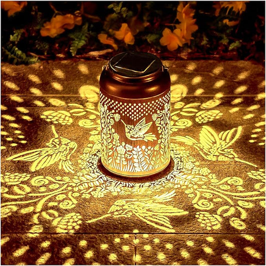 Hummingbird Solar Lanterns Outdoor Hanging Waterproof Solar Lights Hummingbird Gifts for Women Men Metal Bird Decorative LED Lanterns for Outside, Patio, Landscape, Yard Decor, Garden Decorations