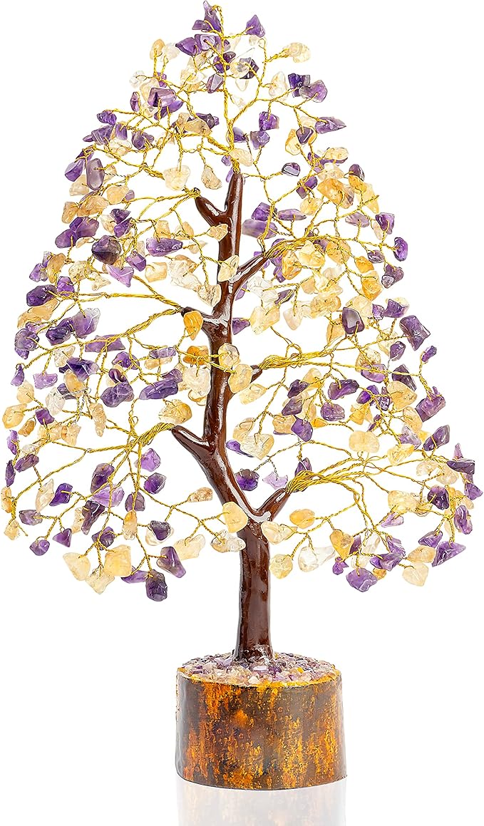 Amethyst & Citrine Crystal Tree of Life - Chakra Tree of Life, Handmade Gemstone Tree, Feng Shui Tree, Crystal Decoration, Money Tree, Spiritual Gift, Healing Crystal Tree, Gem Tree, Chakra Decor