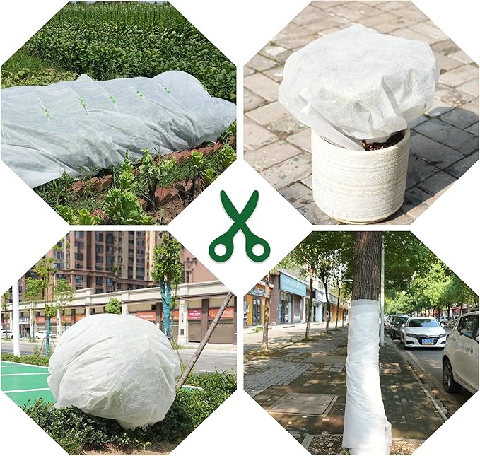 10 * 33 FT Plant Covers Freeze Protection, 1.06 oz/yd² Large Thick Floating Row Cover Fabric for Winter Frost Protection, White Blanket Cloth for Outdoor Garden Vegetables in Cold Weather