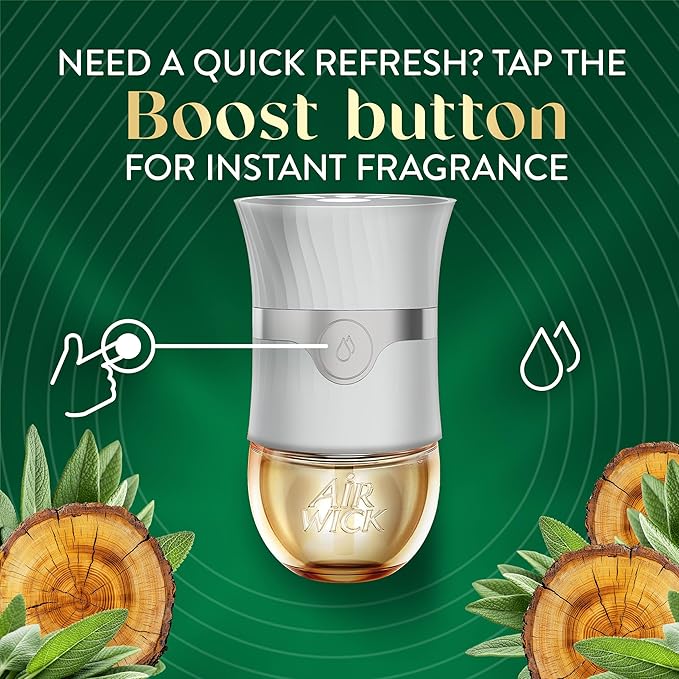 Air Wick Plug in Scented Oil Refill, 5ct, White Sage & Mahogany, Air Freshener, Essential Oils